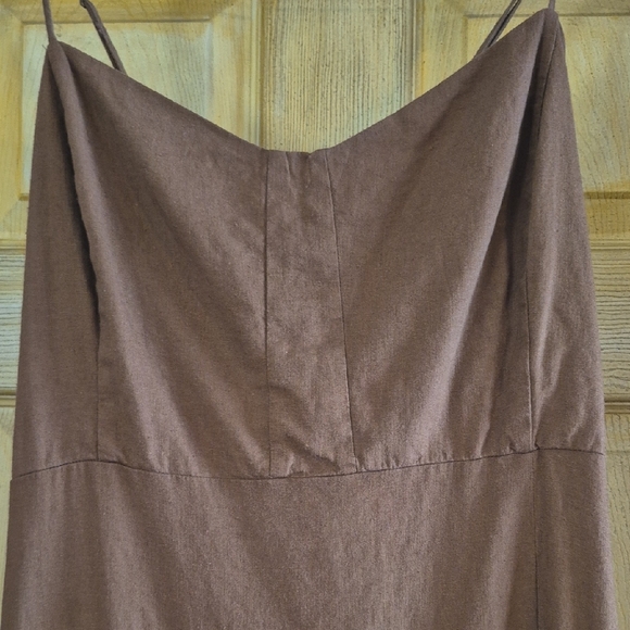 GAP Chocolate Brown High Low Dress Open Back Adjustable Straps Size XXL New Tags - Picture 2 of 12